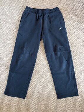 Nike Navy Blue Sweatpants with White Swoosh Accent